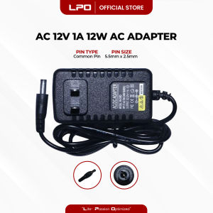 LPO Brand CCTV AC Power Adapter 12V 1A 5.5mm x 2.5mm Common Pin