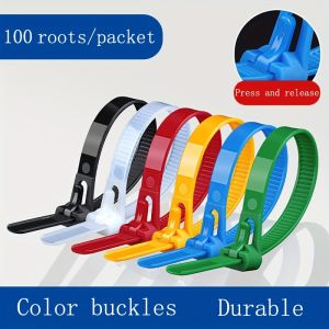 100pcs Reusable Nylon Cable Manager Zip Ties - Easy To Adjust And Release Storage Harness