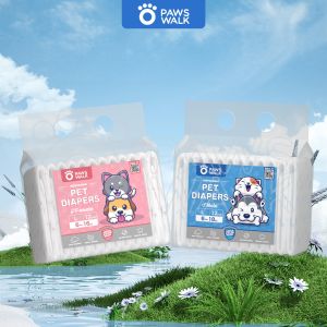 PawsWalk 12 Pcs Disposable Pet Diapers - Full Wrap and Belly Wrap for Dogs Male and Female Sizes XXS to XL