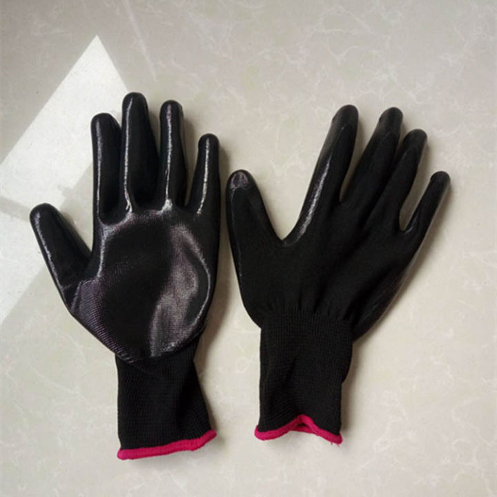 1Pair Gloves Rubber Multipurpose Black Stretcha…