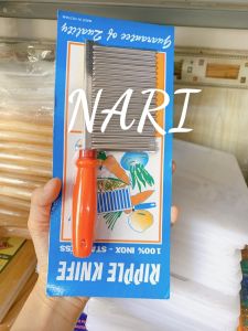 Dao răng cưa lượn sóng Cán Cam Đen cắt rau củ rau câu bánh..hình sóng - Dao chặn rau củ gợn sóng - gia dụng NARI