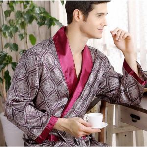 PhxStyle ชุดคลุมนอนผ้าซาตินสำหรับผู้ชายเสื้อคลุมอาบน้ำแขนยาวชุด M-5XL ชุดนอนฤดูร้อนขนาดพิเศษหรูหราสำหรับผู้ชาย