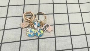 Enamel Keychain Cartoon Explore Earth Plane Key Rings Luggage Sign Pendant Friendship Gifts Jewelry