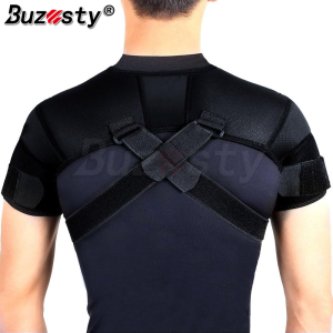 Buzesty Double Shoulder Support Brace Strap Wrap Neoprene Protector Pressure for Preventing Strains and Dislocation Alleviating Shoulder Pain Adjustable Fit for Men and Women