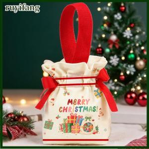 ruyifang กระเป๋าผ้าใบหูรูดสำหรับงานปาร์ตี้ในบ้านกระเป๋าถือลายการ์ตูนสำหรับแอปเปิ้ล DIY ปีใหม่ของในบ้าน