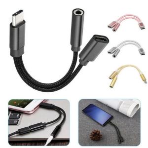 GOLDMINES Accessories For Mobile phone 3.5mm Jack Digital Cables Aux Cable 2 In 1 Type-C To 3.5mm Connector Type C To 3.5 mm Adapter Audio Cables Usb C Cable