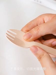 【HOT】Nuoxian 16cm Disposable Wooden Spork 2-in-1 Fork Spoon Biodegradable Cutlery for Takeaway Party Picnic