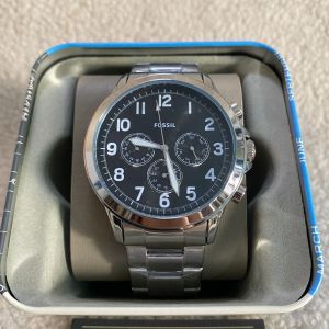 [Auth] Đồng hồ nam Fo.ssil  mặt đen lịch ngày tuần   Case 48mm mỏng 11mm