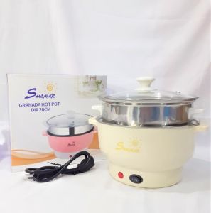 SHENAR GRANADA HOTPOT (DIAMETER 20CM) PANCI LISTRIK FREE KUKUSAN MULTIFUNGSI LAPISAN STAINLESS STEEL PANCI ELEKTRIK