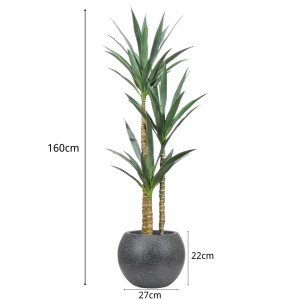 【SG Evergreen】Natural Look Artificial Yucca Tree Large Artificial Plant with Ball Shape Pot Fake Plant Home Office Decor