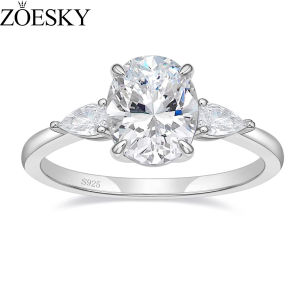 ZOESKY 3CT 925 Sterling Silver Engagement Rings 3-Stone Oval Cut Cubic Zirconia CZ Wedding Promise Rings Wedding Bands for Women Size 4-10