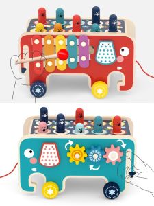 LJE Multifunction montessori whac a mole with xylophone toy with wheels