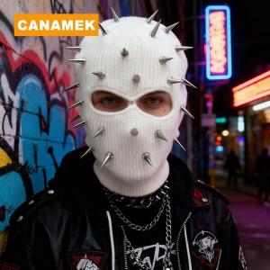 【CANAMEK】 Mask Beanies Hat Men Winter Balaclava Hats Knitted Hats Fashion Full Face Ski Bonnet Cycling Earmuffs Cap