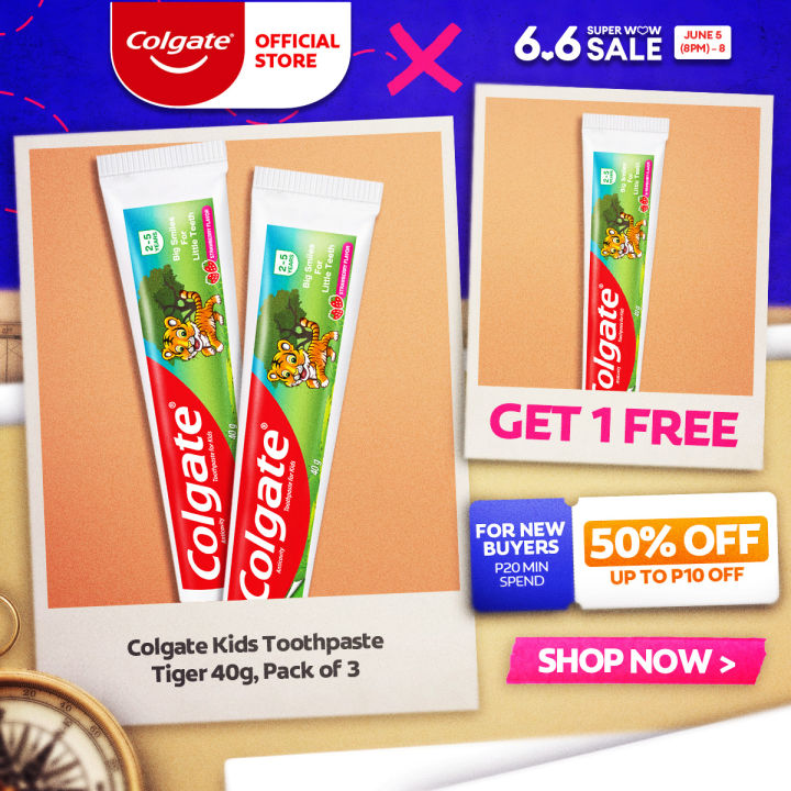 [BUY 2, FREE 1] Colgate Kids Toothpaste Tiger 40g, Pack of 3