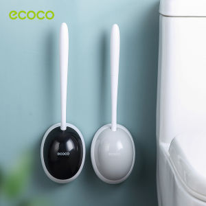 Ecoco Toilet Brush Wall mounted Silicone Toilet Bowl Cleaner Brush with Holder for Bathroom Spring Open and Close