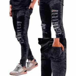 BST - Celana Panjang Jeans Pria Sobek Full Skinny - Celana Jeans Pria Sobek Lutut Biker Ripped Denim - Jeans Skinny Fit Denim Premium Size Chart 28-33