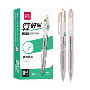 Deli 0.35mm Press ballpen Quick-drying Financial Gel Pen Full Needle Tube EG130-BK 1Pc