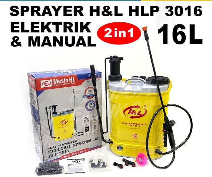 H L Electrik Sprayer Liter Semprotan Hama Penyiram Tanaman Charger Manual Bisa Dicas Dan