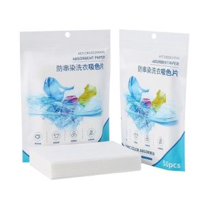 VERMILL 50PCS White Anti-staining Dyeing Laundry Tablets Clear Odor Color Keeping Anti-Dyeing Color Laundrying Tablet Convenient Fragrance Free Color Absorption Sheet Household