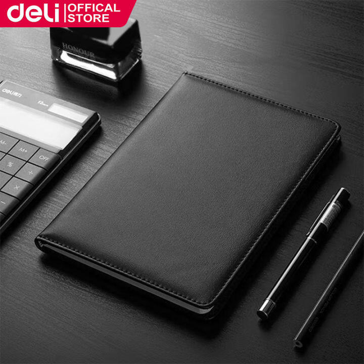 Deli 16K Notebook for School Supplies With Leather Cover Black 80 ...