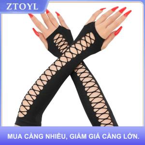 【ZTOYL】 Cổ Điển Đảng Cosplay Lưới Căng Găng Tay Hộp Đêm Nhảy Múa Nửa Ngón Tay Vui Vẻ Fishnet Găng Tay Của Phụ Nữ Dài Bị Gãy Lỗ Cánh Tay Tay Áo