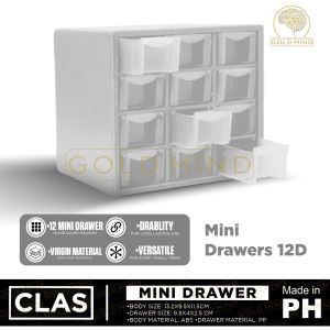 CLAS 12 Mini Utility Drawers Desk Organizer Office Accessories Jewelry Medicines Buttons Electronic and More