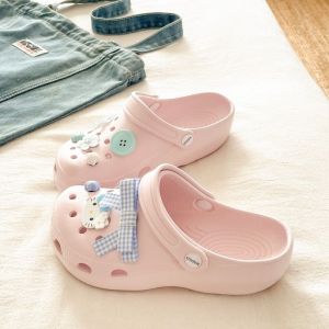 [Free Shipping] Ins-Style Bow-Knot Kitten-Heel Sandals Sweet And Cute With A Breathable EVA Sole Perfect For The Beach And Featuring A Non-Slip Design For Women