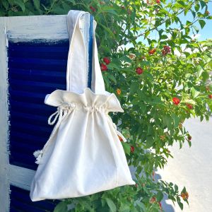 Akira Bag -  Túi tote dây rút vải canvas màu pastel ( 2 lớp) - Mimosa Handmade