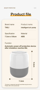 TAILI Electric pump for vacuum storage bag for clothes electric air pump for vacuum bag compression vacuum bag travel vacuum pump for clothes vacuum pump for clothes electric pump vacuum bag travel vacuum pump air suction