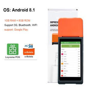 Android Handheld POS Machine System 1G+8G Storage Come with NFC 58mm Thermal Printer and Camera for Scan Code Compatible with Retail Restaurant Food Delivery App