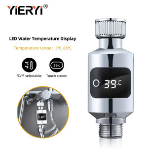 YIERYI High-precision LED water temperature monitor made of ABS with internal filter + waterproof seal High-precision water temperature monitor for shower bathtub bathroom