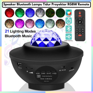 FAST DELIVERY Active Speaker Bluetooth Portable Full Bass Lampu Tidur Proyektor RGBW dengan Remote