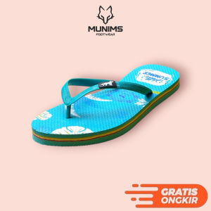 Munims Sandal Jepit Wanita Rubber Motif Bunga - Sendal santai