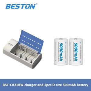 2pcs Beston Pack of 2 5000mAh D Size 1.2V Rechargeable NI-MH Battery