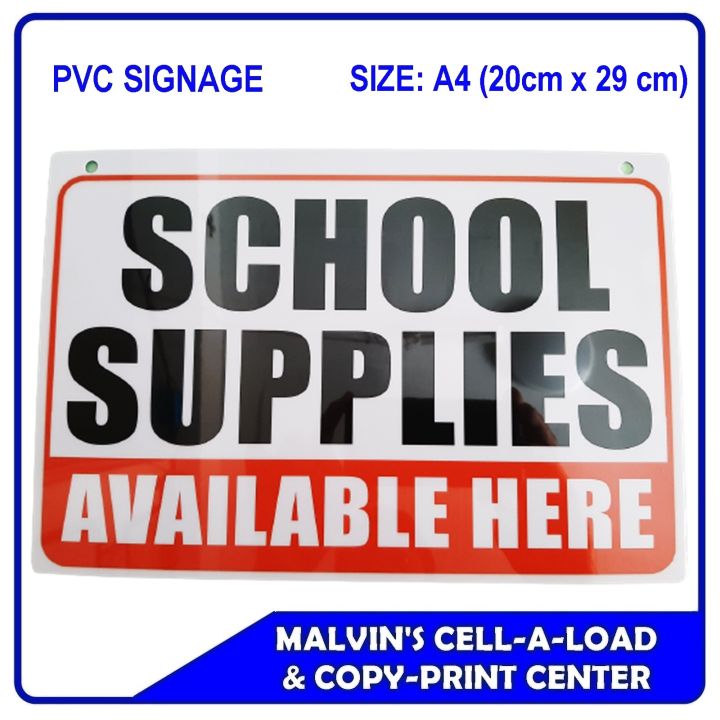 PVC SIGNAGE SCHOOL SUPPLIES Size A4 Lazada PH