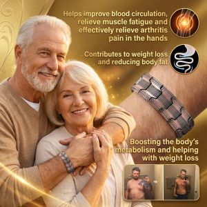 [Upgraded and Widened] Red Copper Magnetic Therapy Bracelet Mens Vintage Bracelet