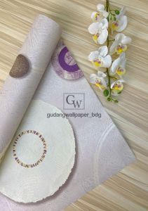 Wallpaper Dinding Motif Bulat Mewah Warna Dasar Ungu Pastel