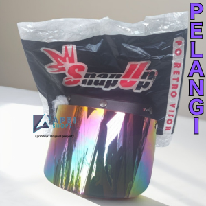 Visor kaca datar Helm Bogo / retro warna Smoke Pelangi silver Classic merk Snap Up