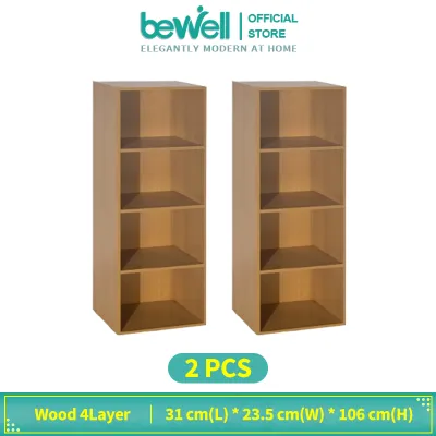 Bewell Book Shelfs Organizer Wooden Display Rack Bookcase Storage Cabinet for Living Room Toys Utility Cabinet Locker