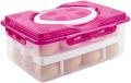 Hotumn 2-Tiers Deviled Egg Containers with Lid - Convenient Refrigerator Egg Trays for Kitchen Cabinets - Perfect for Camping Egg Carrier - Store and Organize 24 Eggs (Pink). 