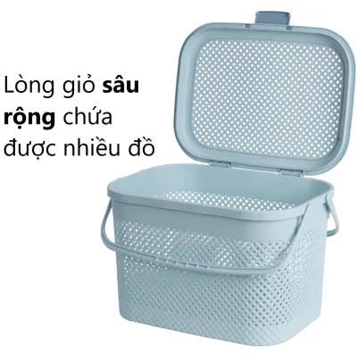 Giỏ đi sinh HOKORI 2610 - Làn đan có nắp quai xách đựng đồ quần áo mẹ bé