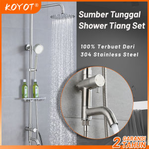 KOYOT Shower Kamar Mandi Full Set Sumber Tunggal 304 Stainless Steel Panas Dingin dengan Kran 3 Ways / Hand Shower Mandi / Tempat Sabun / Selang Fleksibel / Kepala Shower Mandi Shower Kamar Mandi Satu Set