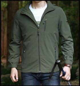Outdoor charging top spring jacket for men  multipocket and quickdrying fabric