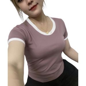 A054 - Áo cộc tay thun gân co giãn thể thao tập gym yoga nữ siêu xinh