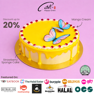 [HALAL CERTIFIED] Happy Oven Mango Strawberry Birthday Cake (500g-2kg) Low Fat! Low Sugar! Nice Packaging w Free Delivery! (Can Choose Delivery Date and Time!)
