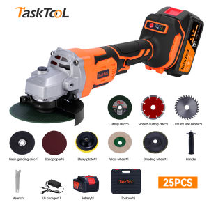TASKTOOL 4Inch Cordless Angle Grinder Lithium-lon Electric Brushless Cutting Machine US Plug