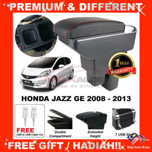 HONDA JAZZ GE 2008 - 2013 Armrest Tempat Merehat Legan Adjustable 7-USB Charging Port Cup Holder Arm Rest Car Accessories Aksesori Kereta