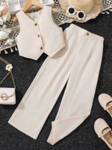 gisselle Best Seller Casual Sleeveless Vest  and Pants  for Girl  Teen-ager Tween Set Terno  - best seller - good quality - super kapal ng tela - trending  - 100 percent cotton - mall quality - Top pick  - madaling maubos - trending  - made of imported fa