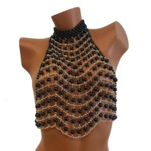 Trendy Elegant Pearls Chest Chain Bra Accessory Portable for Nightclubs and Party Stylish Outfits for Women