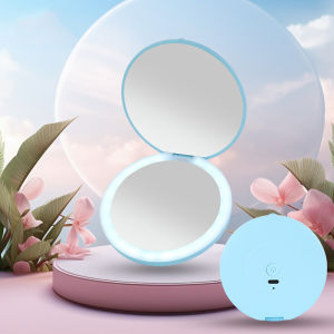 Handheld Makeup Mirror Beauty Mirror LED Light Mirror Round Mirror Foldable Mirror Handheld Mirror